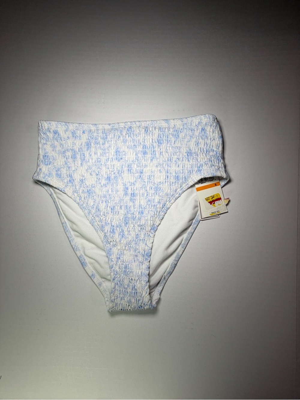 Salt + Cove High-Waist Bikini Bottoms in Light Blue and White